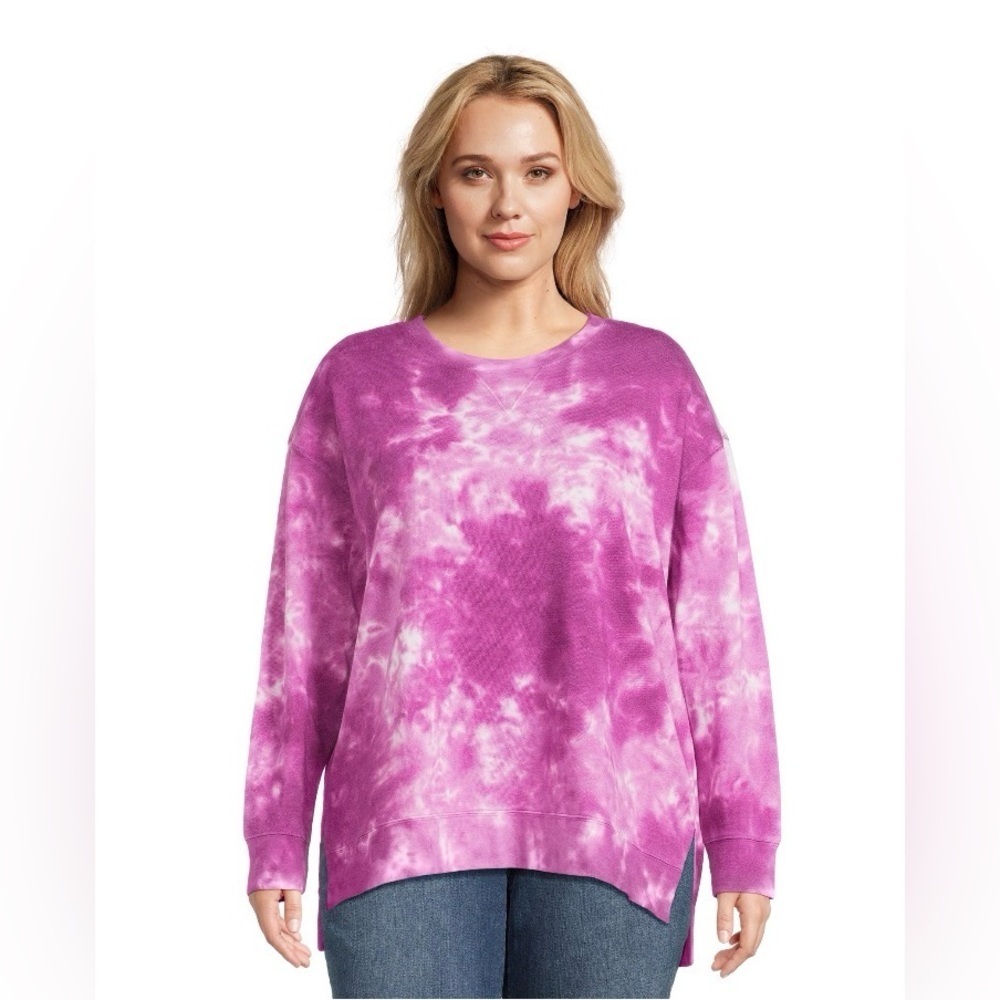 Terra & Sky | Pink & Purple Tie-Dye Pullover Long Sleeve Top Size 0X